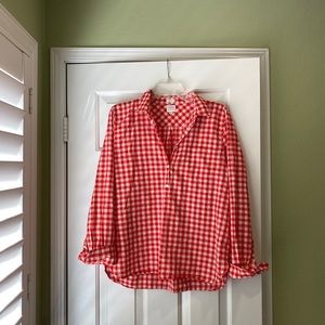 JCrew Boyfit Red Plaid Button Up Size L